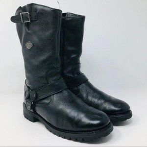 Harley Davidson black leather riding boots 8
